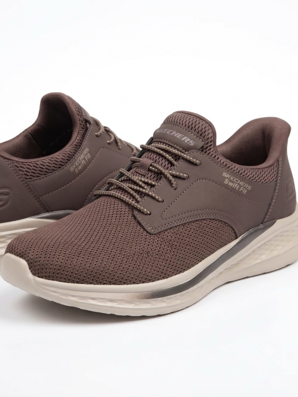 New Skechers Men Hands Free Swift Fit Lightweight Sneakers Shoes Brown